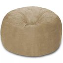 Ver imagem 1 de Puff Redondo 80x20 em Suede Bege com Enchimento