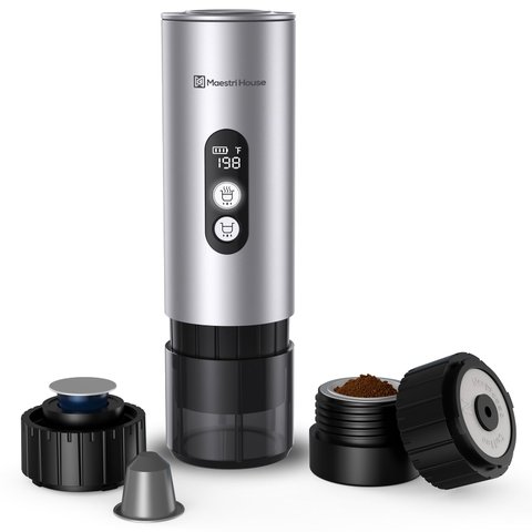 Maestri House Máquina de Café Espresso Portátil 150w P/ Cápsulas e Pó (prata)