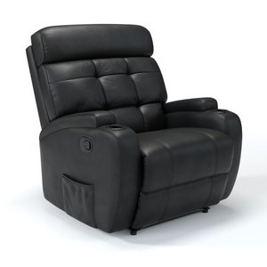 Poltrona do Papai Reclinável em Couro Cor Preta Reclinação Manual - Modelo Florença