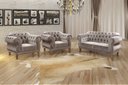 Ver imagem 2 de Kit Namoradeira Duquesa Chesterfield 2 Lugares + 2 Poltronas Decoração Sala Recepção - Veludo Capucc