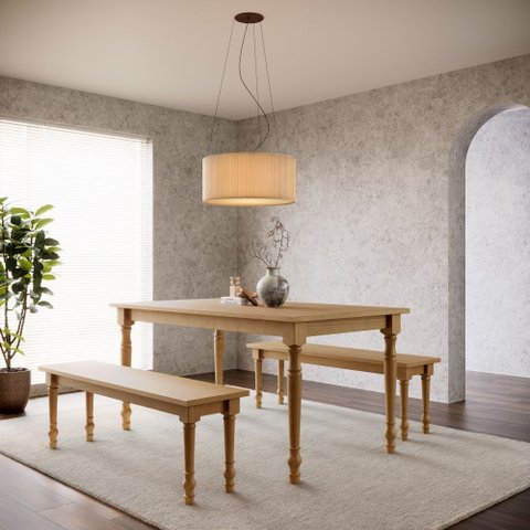 Mesa de Jantar 160cm 8979fn com 2 Bancos Decorativos 8980fn Rubi Madeira Maciça Freijó Finestra
