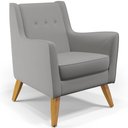 Ver imagem 1 de Poltrona Decorativa com Pés de Madeira Taroba D02 Linho Cinza Escuro C-416 - Lyam Decor