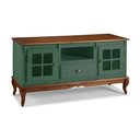 Ver imagem 1 de Rack para Sala Pés Luis Xv 2 Portas 1 Gaveta e Nicho Hannover 60811 Linz Móveis - Verde Musgo/imbuia