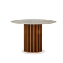 Ver imagem 2 de Mesa para Sala de Jantar Redonda 108cm com Vidro MDF Flora Marrom/Cinamomo/Off White