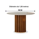 Ver imagem 4 de Mesa para Sala de Jantar Redonda 108cm com Vidro MDF Flora Marrom/Cinamomo/Off White