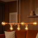 Ver imagem 2 de Luminária de Teto Pendente Rubis para 7 Lâmpadas 68cm Moderno Industrial - Cobre Flex