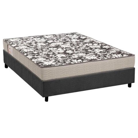 Conjunto Box Viúva: Colchão Espuma Ortobom D26 Physical Ultra Resistente + Base Crc Suede Gray (