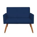 Ver imagem 2 de Namoradeira Nina Veludo Azul Marinho Pés Palito Castanho - Slk Decor