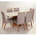 Ver imagem 1 de Mesa de jantar + 6 cadeiras Paris Tampo Atenas 160 cm Peach