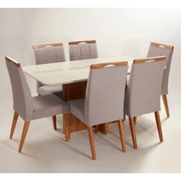 Mesa de jantar + 6 cadeiras Paris Tampo Atenas 160 cm Peach - 1