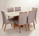 Ver imagem 1 de Mesa de jantar + 6 cadeiras Paris Tampo Atenas 160 cm Peach