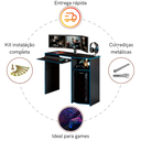 Ver imagem 3 de Escrivaninha Mesa Gamer P/ Jogos Mesa Computador Home Office E-nova Móveis