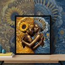 Ver imagem 2 de Quadro Oxum e Iemanjá 33x33cm Mold Preta Vidro