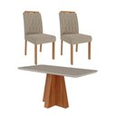 Ver imagem 1 de Sala de Jantar 160x80cm Tampo Mdf/vidro 6 Cadeira Cimol Maitê Cimol Cinamomo/off/mad/linho Bege