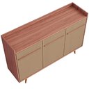 Ver mais imagens de Aparador Buffet para Sala de Jantar 3 Portas 135cm Pés Palito Moscou B02 Freijó Fendi - Lyam Decor