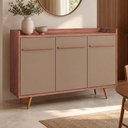Ver imagem 1 de Aparador Buffet para Sala de Jantar 3 Portas 135cm Pés Palito Moscou B02 Freijó Fendi - Lyam Decor