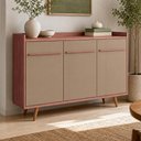 Ver imagem 4 de Aparador Buffet para Sala de Jantar 3 Portas 135cm Pés Palito Moscou B02 Freijó Fendi - Lyam Decor