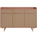Ver imagem 2 de Aparador Buffet para Sala de Jantar 3 Portas 135cm Pés Palito Moscou B02 Freijó Fendi - Lyam Decor