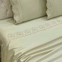 Ver imagem 2 de Jogo de Cama Lençol Bella Casal 4 Peças Micropercal 300 Fios Bordado Inglês Macio Bege 100% Poli