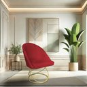 Ver imagem 2 de Kit 02 Cadeiras Poltrona de Jantar Bela Suede Vermelho Base Metálica Luxo Dourado - Pallazio