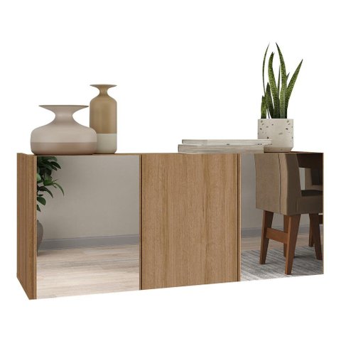 Aparador Buffet Suspenso com Espelhos 3 Portas Multimóveis Mp8004