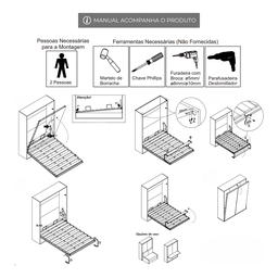 Kit Ferragens de Cama Beliche Retrátil de Parede - 5