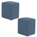 Ver imagem 1 de Kit 02 Puffs Decorativos Sala de Estar Quadrado 36x47cm Linho Denim - Abmaza