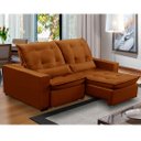 Ver imagem 1 de Sofa Retratil Reclinavel 2 Lugares 2,60m Atlantis Veludo Laranja Lansofbr Lansof Brasil