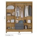 Ver imagem 2 de Guarda Roupa Roupeiro Moval Solteiro Panamá Freijó Cinza