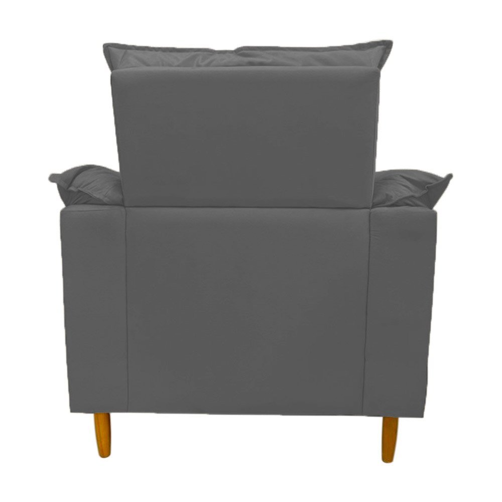 Poltrona Amamentação cinza suede Com Puff Cadeira Para Leitura Descanso - 4
