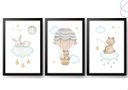 Ver imagem 1 de 3 Quadros Decorativos Infantil Ursinho Coelhinho Balão Nuvem:preta