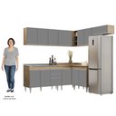 Ver imagem 5 de Armário de Cozinha Modulado de Canto 7 Peças Cp21 com Pia Inox Castanho/cinza - Lumil Lumil Móveis