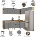 Ver imagem 3 de Armário de Cozinha Modulado de Canto 7 Peças Cp21 com Pia Inox Castanho/cinza - Lumil Lumil Móveis