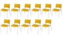 Ver imagem 2 de Cadeira Iso Base Branco Escola, Escritório Amarelo Kit 11 Un