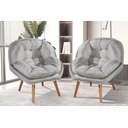 Ver imagem 1 de Kit de 2 Poltronas Sênior Suede Premium C/ Pés em Madeira:cinza