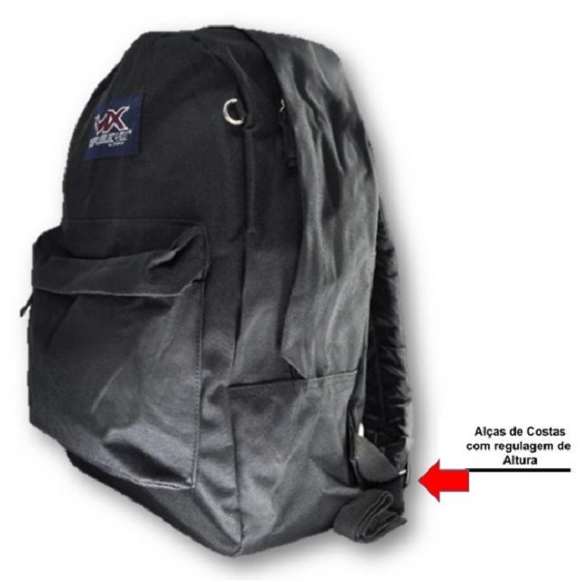 Mochila Juvenil Escolar Casual Reforçada Trabalho Vix Preta - 5