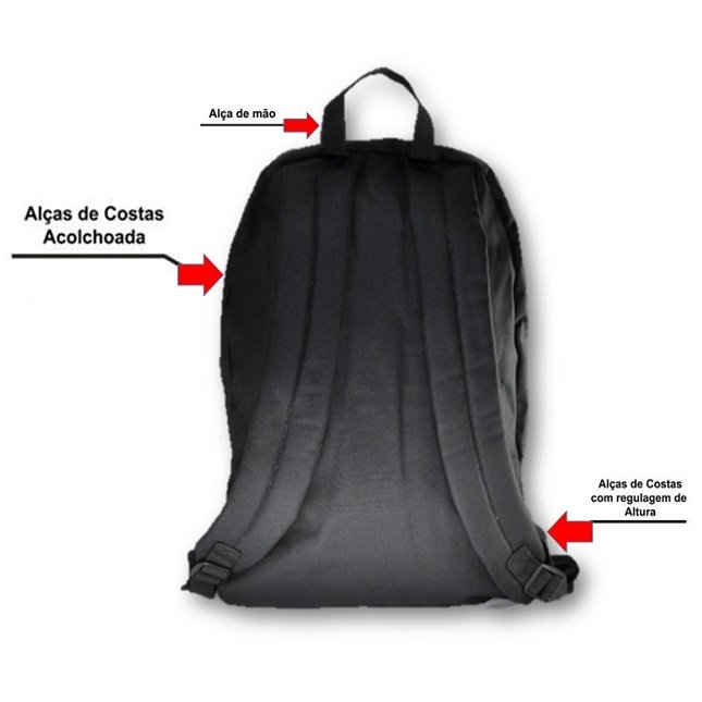 Mochila Juvenil Escolar Casual Reforçada Trabalho Vix Preta - 6