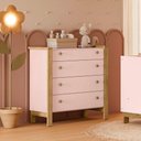 Ver imagem 2 de Cômoda Flora 5135 4 Gavetas MDF MDP Puxador Metalizado Rosa Qmovi