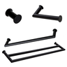 Kit de Acessórios Para Banheiro com 4 Peças em Aço Inox Black Matte Preto Fosco com toalheiro duplo  - 1