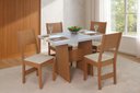 Ver imagem 1 de Conjunto Mesa Retangular Manuela 4 Cadeiras - São Carlos - Cinamomo Off - Bagum Bege