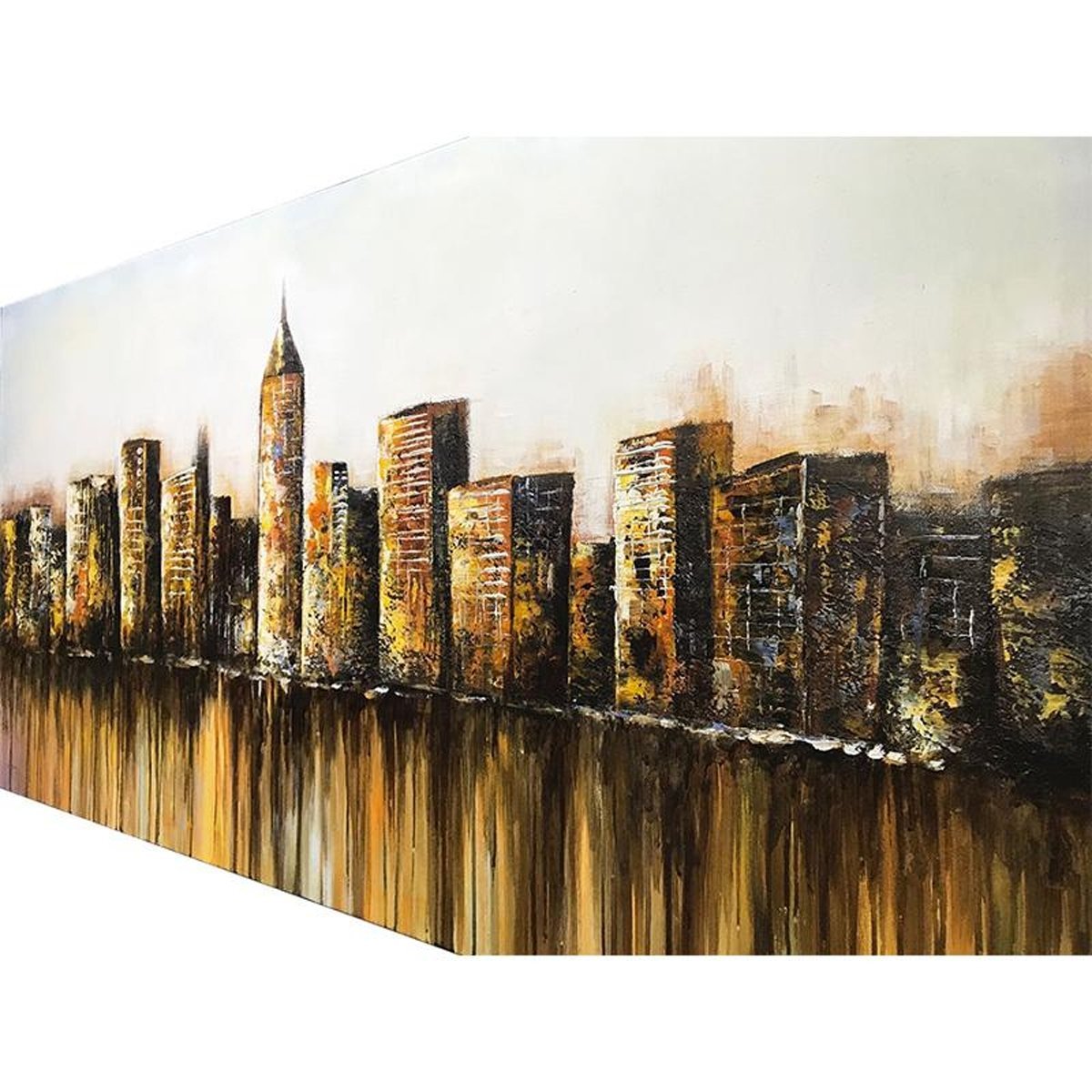 Quadro Pintura Tela água building morden paredes 5570: 50cm (A) x 100cm (L) - 5