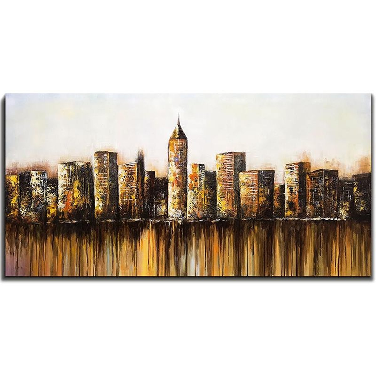 Quadro Pintura Tela água building morden paredes 5570: 50cm (A) x 100cm (L) - 2