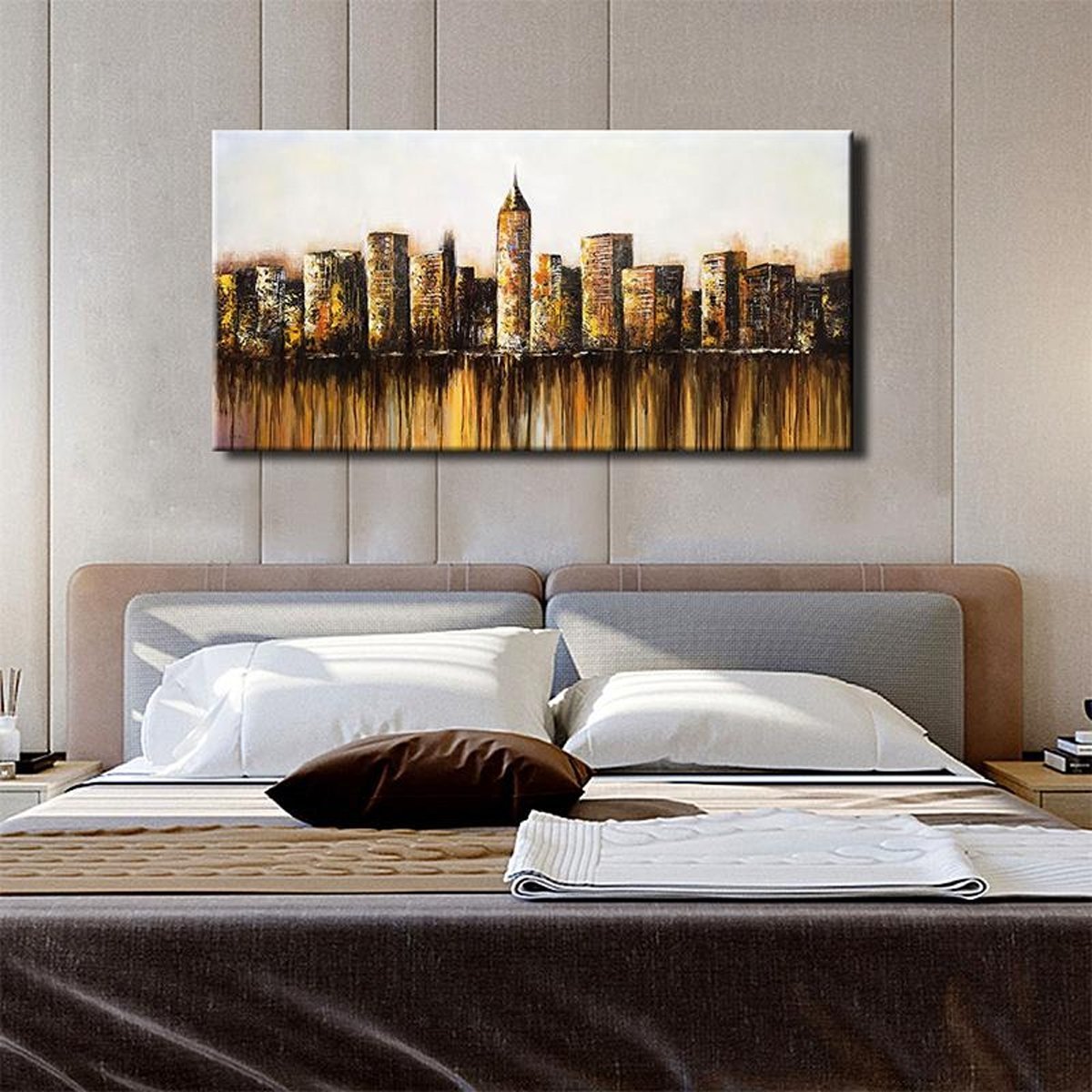 Quadro Pintura Tela água building morden paredes 5570: 50cm (A) x 100cm (L) - 1