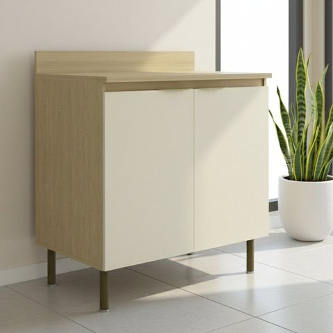 Balcão com Tampo 2 Portas e 1 Prateleira 80cm Nanda TM4212 Nature/Arenas