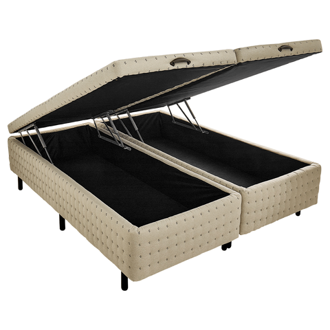 Cama Box Baú King Horse Bouclé Bege 193x203cm Apolospuma