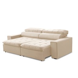 Sofá Retrátil e Reclinável Atenas 2 Lugares Bege Claro 160cm - Megasul - 3