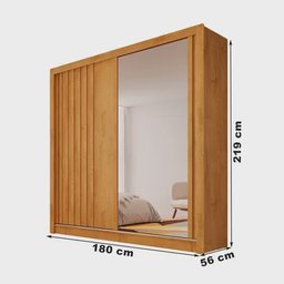 Guarda Roupa Solteiro Ripado com Espelho 2 Portas 4 Gavetas - Lugano-peroba - Made Marcs - 2