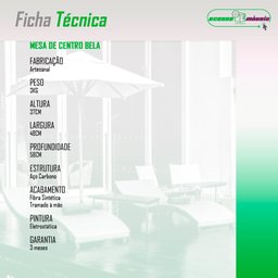 Mesa de Centro para Área Externa Retangular Bela em Fibra Sintética 60cm Acesse Móveis - 5