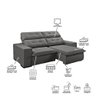 Sofá 3 Lugares Retrátil e Reclinável Turmalina Veludo 182cm Redenobre Cor:Cinza; - 5
