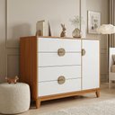 Ver imagem 4 de Cômoda Sapateira 1 Porta 4 Gavetas Pés Retrô Abruzzo A04 Cinamomo Branco - Lyam Decor